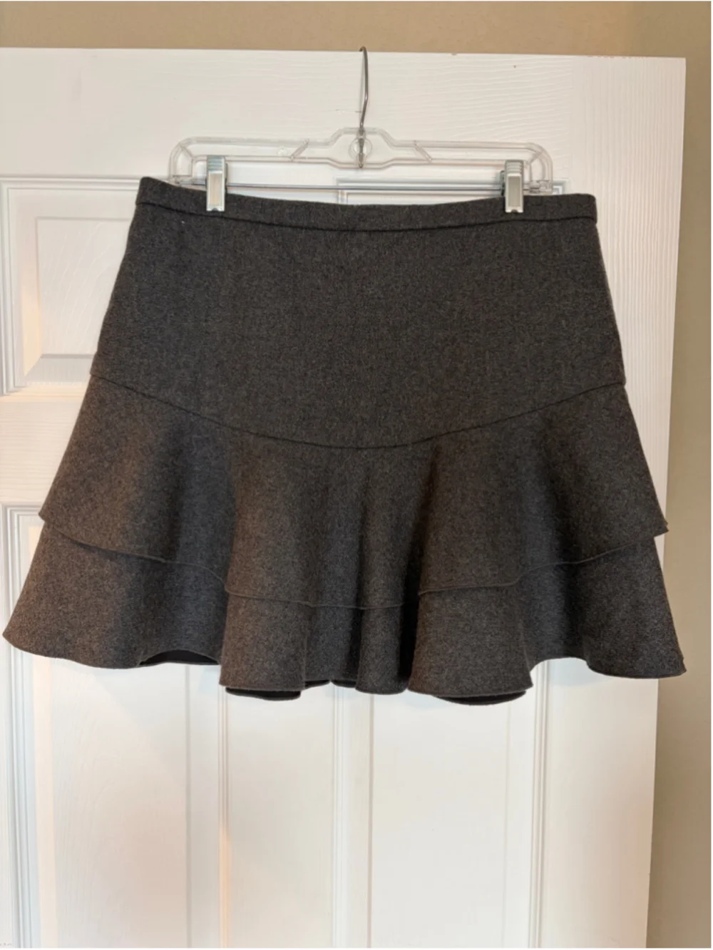 J.Crew Bonded Wool Flounce Mini Skirt Size 10 Coquette Dark Academic J2